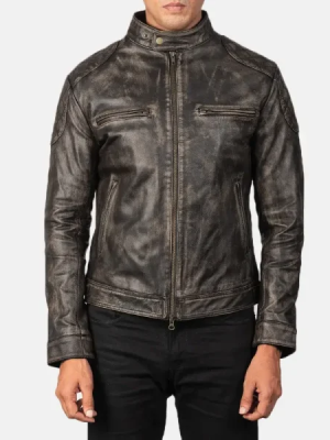 Men's Gatsby Distressed Brown Leather Jacket