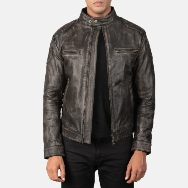 Men's Gatsby Distressed Brown Leather Jacket